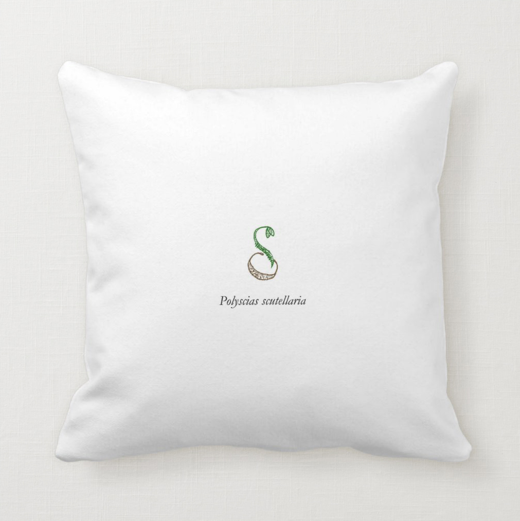 Polyscias scutellaria (Balfour aralia) Throw Pillow (reverse) Polyscias scutellaria (Balfour aralia) Throw Pillow (reverse)